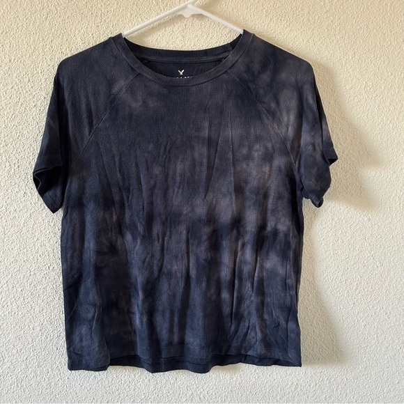 Soft and Sexy Rib Shirt Medium Tie Dye Blue Pullover Boho Casual Lounge - Picture 1 of 8